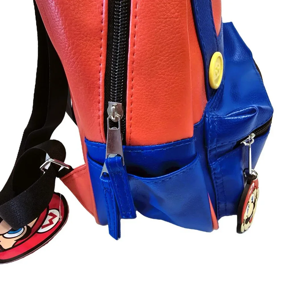 New Official Nintendo Super Mario Bros Mini Backpack ~ Red Blue Faux Leather - Picture 9 of 9